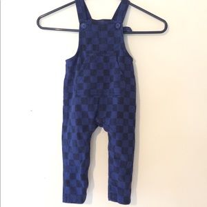 Tea Blue & Black Checkered Overalls